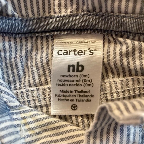 Carter’s Boys Button Up Romper New Born - Picture 3 of 5